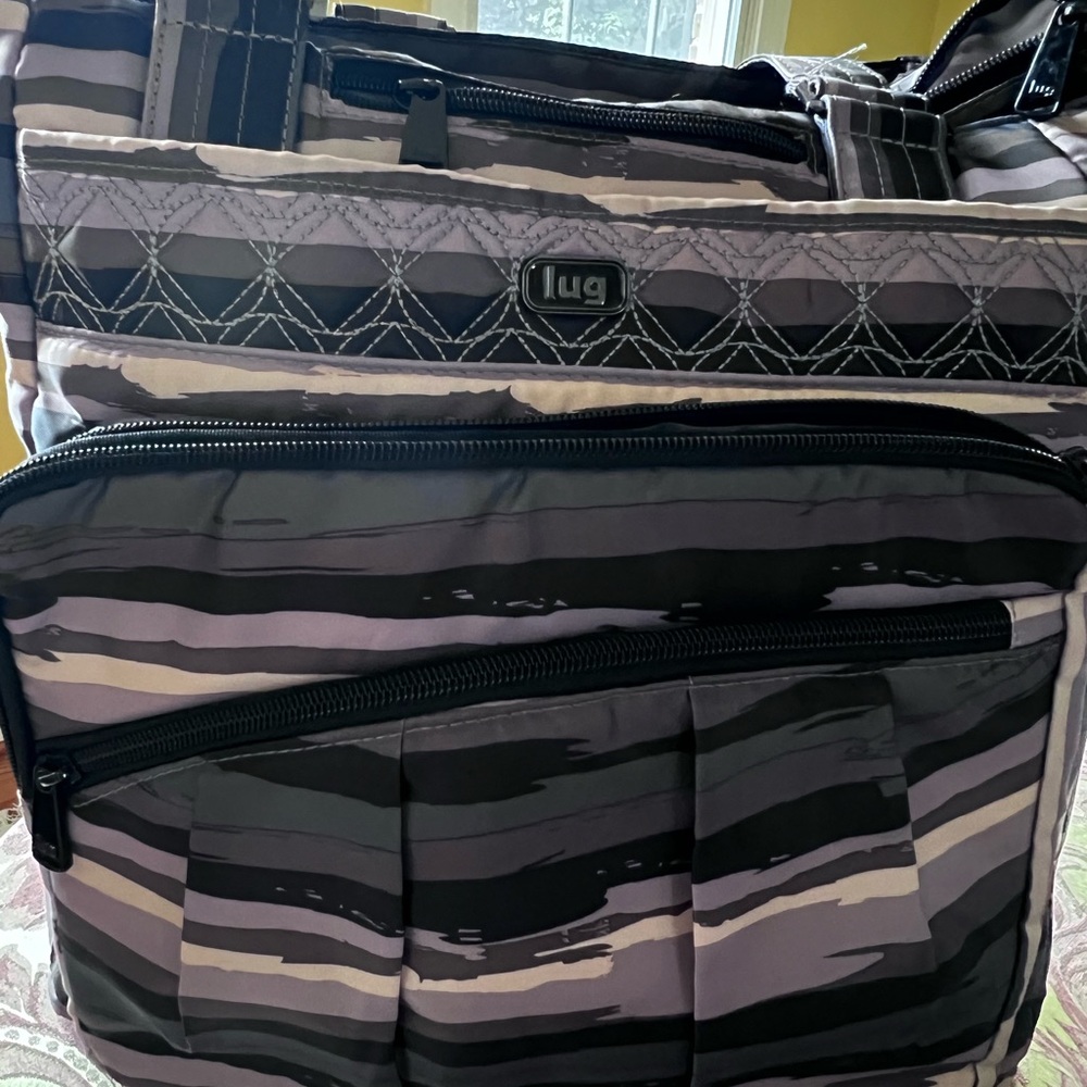 Lug Ace Black and Gray Striped Tote
